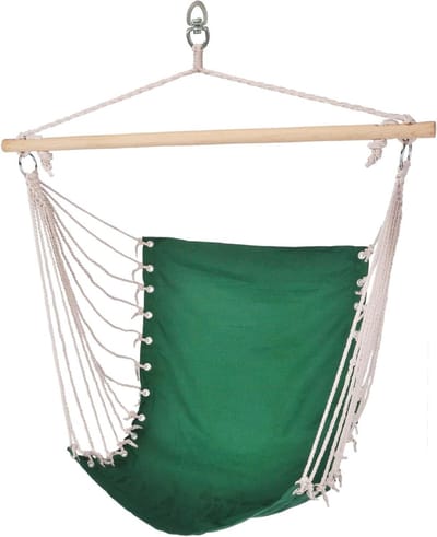 Hangstoel Katoen - Textiel stoel - Ontspannen Buiten - 360 graden rotatie - 100 x 60 cm - Groen