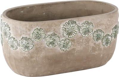 Dekoratief | Bloempot ovaal 'Lucky Flowers', cement, 23x13x11cm | A245834