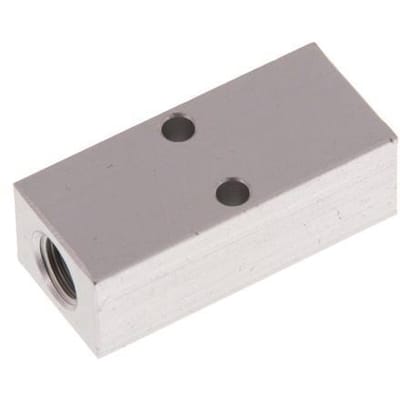 2xG 1/8'' x 2xM5 Aluminium Verdeelblok Eenzijdig 16 Bar