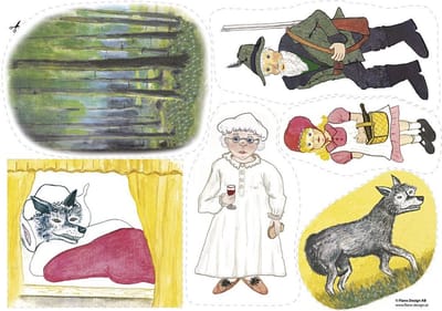 Sprookje Roodkapje - Knippen - Stevig Karton - Vilten onderbord - Educatief - Afm. Knipvel 43x20cm - Flano Sprookjes