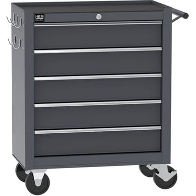 HBM gereedschapswagen 5 laden, 62 cm, grijs