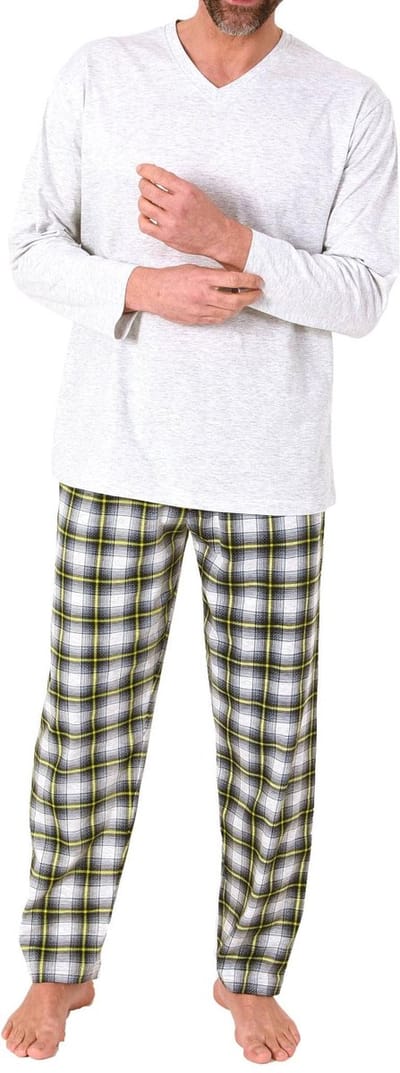 Normann herenpyjama met lange jersey pyjamabroek in geruite look - ook in grote maten