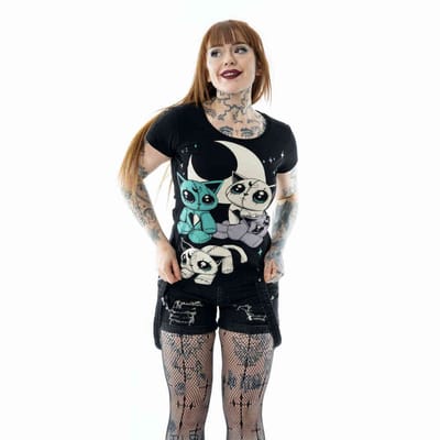 Cupcake Cult - Moon Plushie Dames Tshirt - S - Zwart
