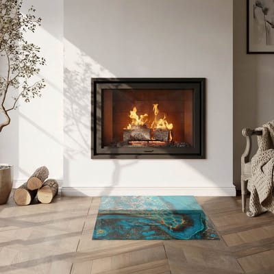 Coloray Vloerplaat Houtkachel - Plaat voor Onder Kachel - 60 cm x 60 cm - Kachel Vloerplaat - Turkoois Vloerplaat Kachel - Onderplaat Voor Houtkachel - Vloerplaat Openhaard - Houtkachel Accessoires - Verwarmingsaccessoires
