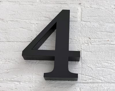 Huisnummer 4 RVS Zwart 3D - Hoogte 20 cm - Dikte 3 cm - Promessa-Design - Type 3D/20/Zwart Roma.