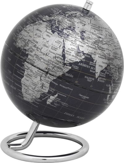 Troika | Wereldbol GALILEI| Zwart-zilverkleurig | Ø13cm / Emform