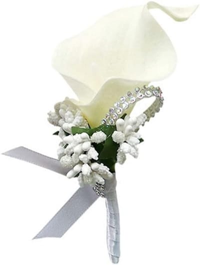 Boutonnière Kunstboeket met Strass Broche - Handgemaakte Reverssbloem voor Bruiloft Accessoires