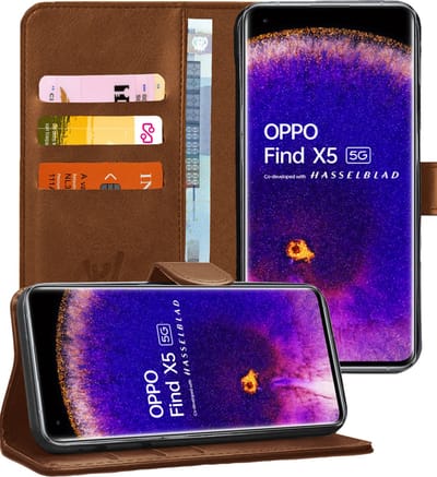 Hoesje geschikt voor Oppo Find X5 - Portemonnee Book Case Bruin