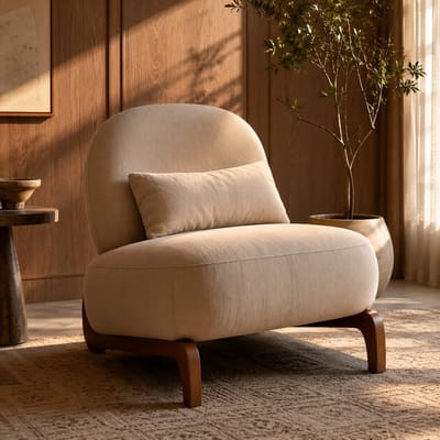 Fauteuil - Relaxstoel - Comfortabele TV-stoel - Leesstoel - Ergonomische stoel - Massief houten stoelpoten - Zachte stof - Inclusief zitkussen - Geschikt voor de woonkamer, slaapkame - Kamelkleur