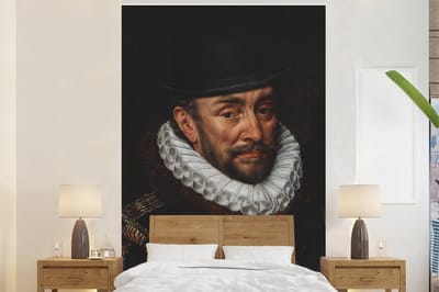 Behang - Fotobehang Willem van Oranje - Adriaen Thomasz - Hoed - Breedte 160 cm x hoogte 240 cm