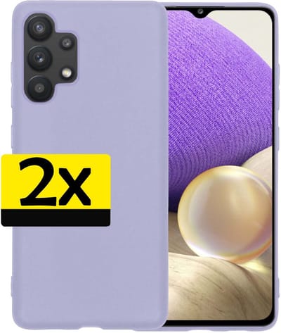 Hoesje - 2 Stuks - Geschikt voor Samsung Galaxy A32 4G - Sterk & Shockproof - Case Siliconen - Back Cover - Telefoon Hoes - Telefoonhoesjes - Lila