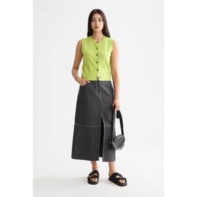 Scotch & Soda Workwear Midi Skirt With Front Slit Charcoal Art Taglia: XS | Minigonne Outlet | Donna | Nero