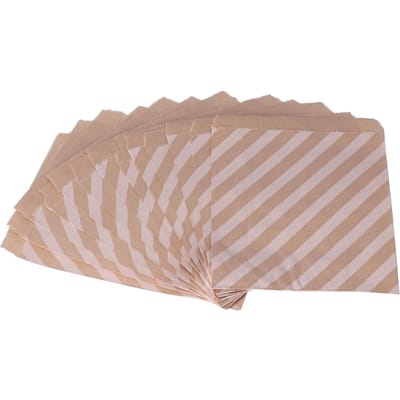 50 stuks Papieren Snoepzakjes Wegwerp Veilig Decoratief Voedsel Plat Kraft Bedankzakjes voor FeestDiagonaal gray