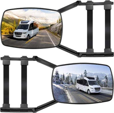HEZIVO® Caravanspiegels Universeel - Opzetspiegel Vlak Glas - Spiegel voor Caravan - Snelle Montage - Set van 2