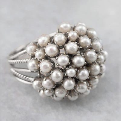 CAOSHI Prachtige Imitatie Parels Boeket Ontwerp Ringen voor Vrouwen Esthetische Verloving Bruiloft Feest Accessoires Statement Sieraden 8 gray