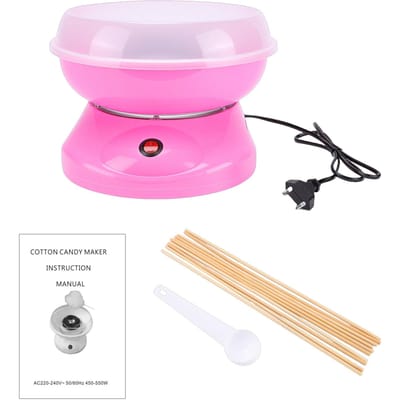 Machine à guimauve Portable Électrique Machine à barbe à papa Grand Réservoir à Sucre Tube Chauffant Efficace Sûr Cuisine rose