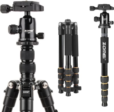Lichtgewicht Aluminium Reisstatief - 155 cm 3-in-1 Fotostatief met Panorama Kogelkop en Snelwisselplaat