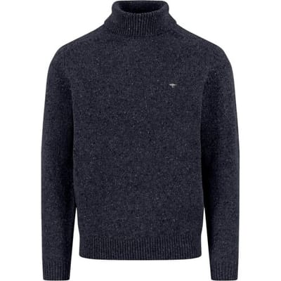 Fynch-Hatton Trui Rollneck Donegal Wool Blend Navy / male