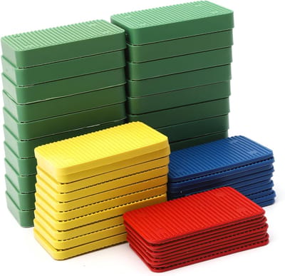 Kunststof Afstandhouders - Onderlegplaten Wiggen - Precisie Uitlijning - Diverse Diktes - 60x40 MM - Multicolor