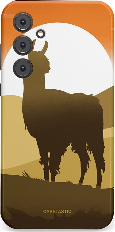 Casetastic Hoesje Geschikt voor Samsung A35 - Stijlvolle Beschermende Duo-layer Case - Silhouet Alpaca