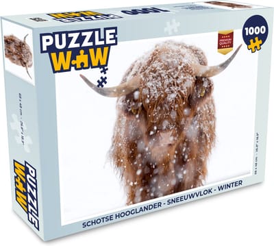 Puzzel Schotse hooglander - Sneeuwvlok - Winter - Legpuzzel - Puzzel 1000 stukjes volwassenen