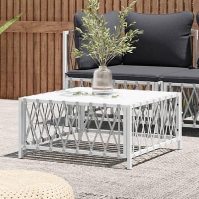 Tuintafel - Buitenmeubel - Ontspannen in tuin - Gepoedercoat staal - 70 x 70 cm - Wit