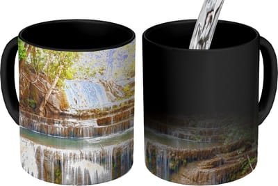 Magische Mok - Foto op Warmte Mokken - Koffiemok - Zon - Waterval - Landschap - Magic Mok - Beker - 350 ML - Theemok