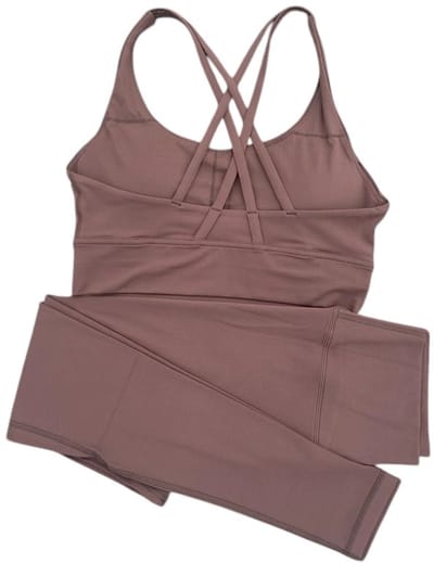 SparkNine Elevate Sportset - tweedelig - M - bruin - high-impact ondersteuning - hoge taille - cross back - compressie - hoge taille - sportkledingset