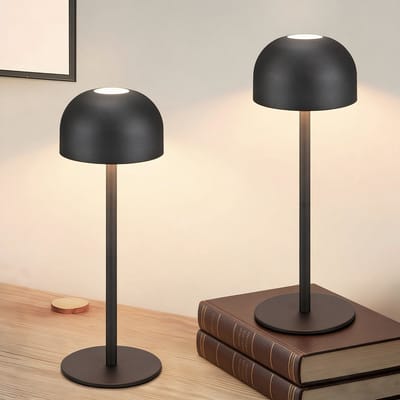 NETTLIFE LED Tafellamp - 2 Stuks - zwart - 25cm - Touch Dimbaar - In hoogte verstelbaar - Draagbare - Draadloos Nachtlamp - USB Oplaadbaar - 3 Kleurtemperaturen - voor binnen en buiten - voor Eetkamer | Slaapkamer | woonkamer | Hotel
