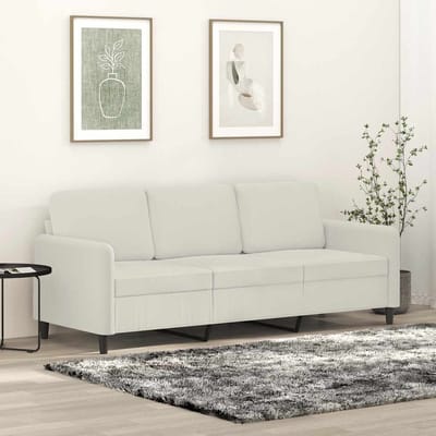 vidaXL - Driezitsbank - 180 - cm - fluweel - crèmekleurig