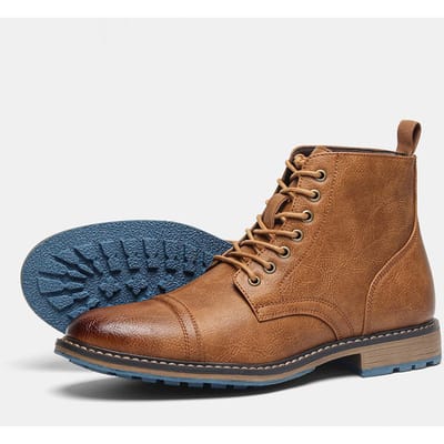 Heren enkellaarsjes, modieus en comfortabel, van leer. 44 brown