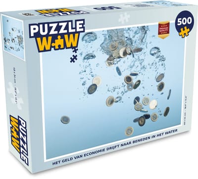 Puzzel Het geld van economie drijft naar beneden in het water - Legpuzzel - Puzzel 500 stukjes