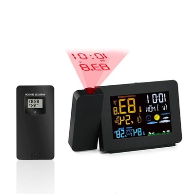 Weerstation Klok - Projectie Wekker - Weer Voorspellen - Binnen Buiten Meting - One Size - One Color