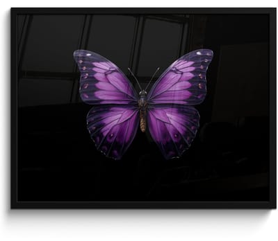 Poster in lijst - Fotolijst 70x50 cm - Posters - Vlinder - Paars - Levendig - Posterlijst zwart - Decoratie - Wanddecoratie woonkamer - Muurdecoratie slaapkamer