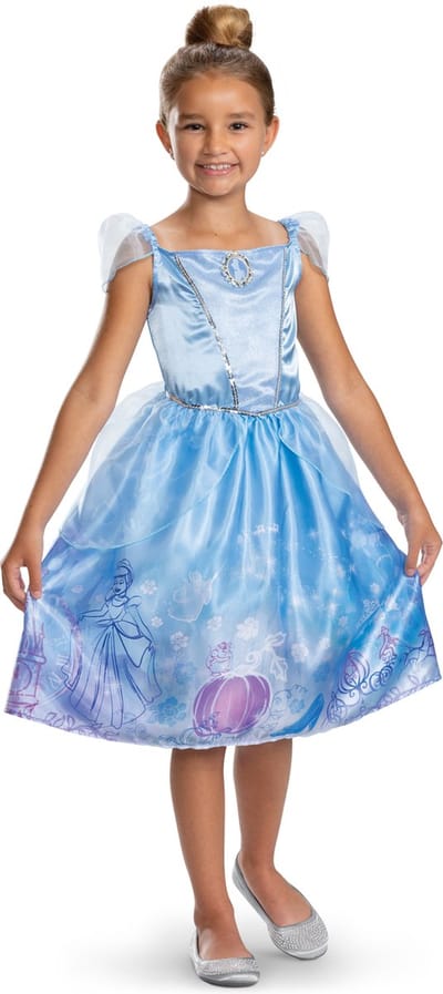 DISNEY Prinses - CINDERELLA, Assepoester jurk Verhalenboek Classic, Maat M (7-8 jaar), Meisjes