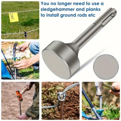 Foret cylindrique en métal robuste pour marteau rotatif, outil d'installation de tige de mise à la terre