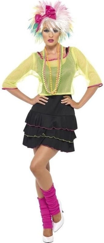 Jaren 80/80s popster verkleed kostuum/jurk voor dames - Carnavalskleding eighties thema - Madonna verkleedoutfit 36/38