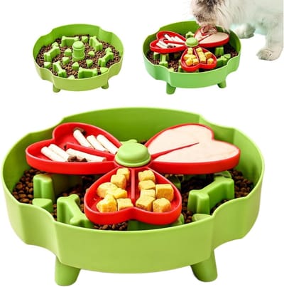 Antischrokbak Hond - Puzzel Voerbak - Langzamer Eten - Afneembaar Hygiënesysteem - 25 x 25 x 9 cm - Groente