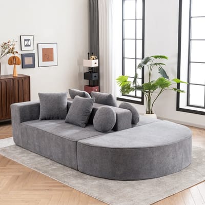 Volledig samendrukbare bottenloze bank, Woonkamer / Slaapkamer gesegmenteerde wolkensofa, moderne modulaire bank, montagevrij, comfortabele, huidvriendelijke chenille stof- grijs