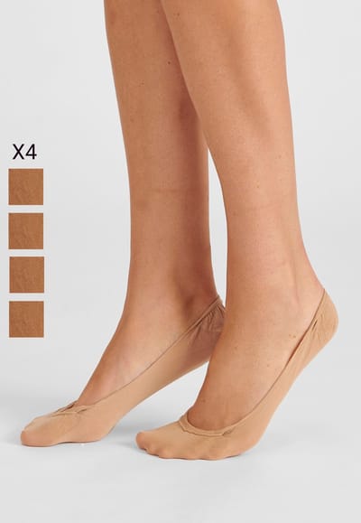 Damart - Set van 4 paar kousenvoetjes of voeten 20D - Dames - Beige - 36/38