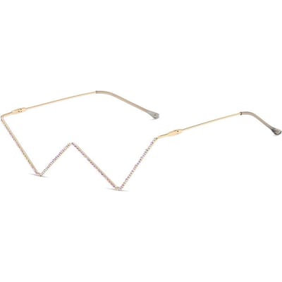 Montures de lunettes KAMMPT en forme de W Strass Mode Femme Lunettes Décoratives Sans Verres Tendance Lunettes Semi-cerclées