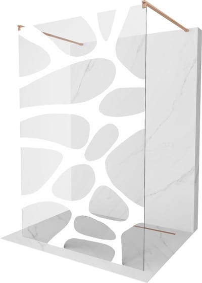 Mexen Kioto vrijstaande douchewand 100 x 200 , witte golf 8 mm, geborsteld koper - 800-100-002-65-97