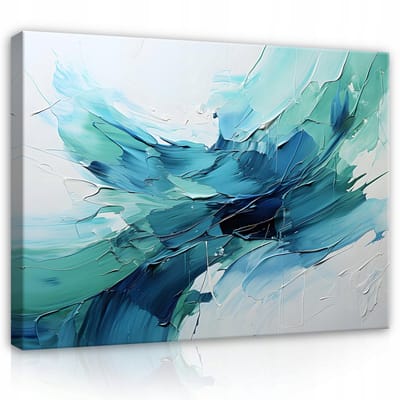 WALLARENA - Canvas schilderij - 100x70 cm - abstract blauw turquoise voor slaapkamer en salon