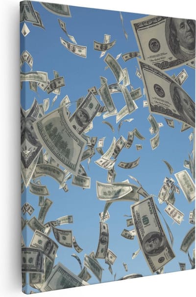 Artaza Canvas Schilderij Dollar Biljetten - 40x50 cm - Wanddecoratie Money - Muurdecoratie Woonkamer - Kamer Accessoires