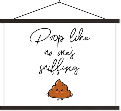 Posterhanger incl. Poster 40x30 cm - Schoolplaat - Spreuken - Quotes - Poop like no one's sniffing - Drol - Poop - Textielposter - Zwarte latten