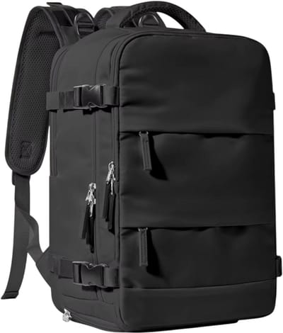 Reisrugzak voor Dames en Heren – Handbagage Rugzak Vliegtuig Goedgekeurd, Laptoprugzak 15,6 Inch, Waterdichte Backpack, Travel Rugzak, Rugtas met Meerdere Vakken voor Reizen, Werk, School en Dagelijks Gebruik - Zwart