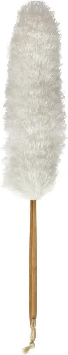 5Five Plumeau/ragebol microvezel - met bamboe steel - 73 cm - wit - afstoffen