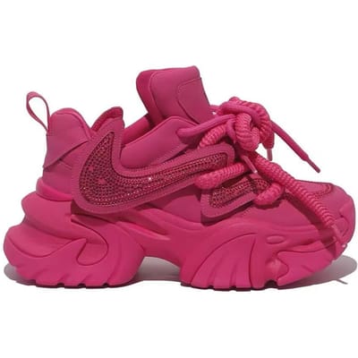 Luxe Nieuwe Lente en Herfst Ademende Dikke Zool Verhoogde Sportschoenen Dames Mode Diamant Veelzijdige Casual Schoenen 37 brown