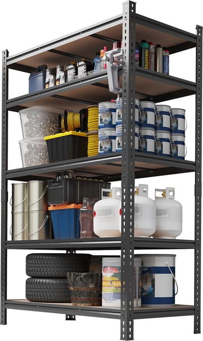 Opslagrek - Verstelbare 5-Laags Stelling - Voor Garage En Werkplaats - Metaal - 90x30x183 cm - Zwart