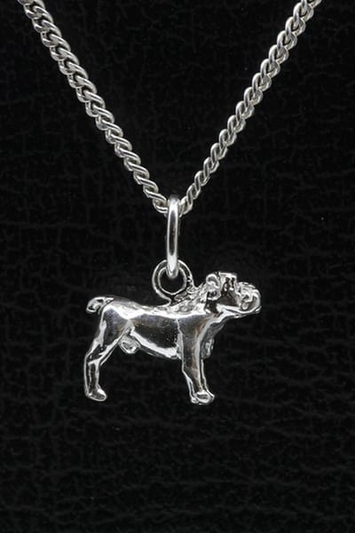Zilveren Old english bulldog ketting hanger - klein